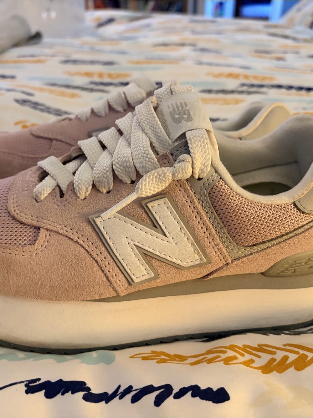 New Balance 574 Pink Suede & Mesh Sneakers - Picture 8 of 8